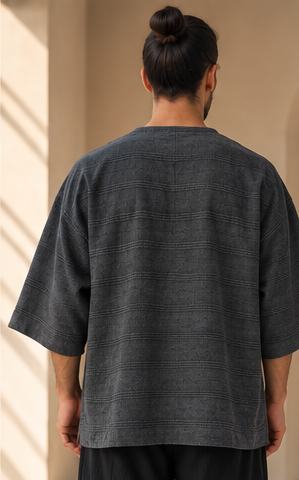 Sora Antrasit Erkek Bluz – Doğal Pamuklu Kumaş, Oversize Rahat Kesim