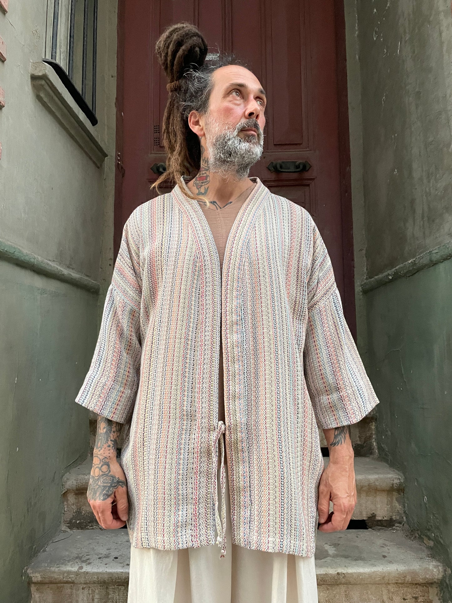Bohem Pamuk Erkek Kimono – Doğal Kumaş, Salaş Rahat Kesim