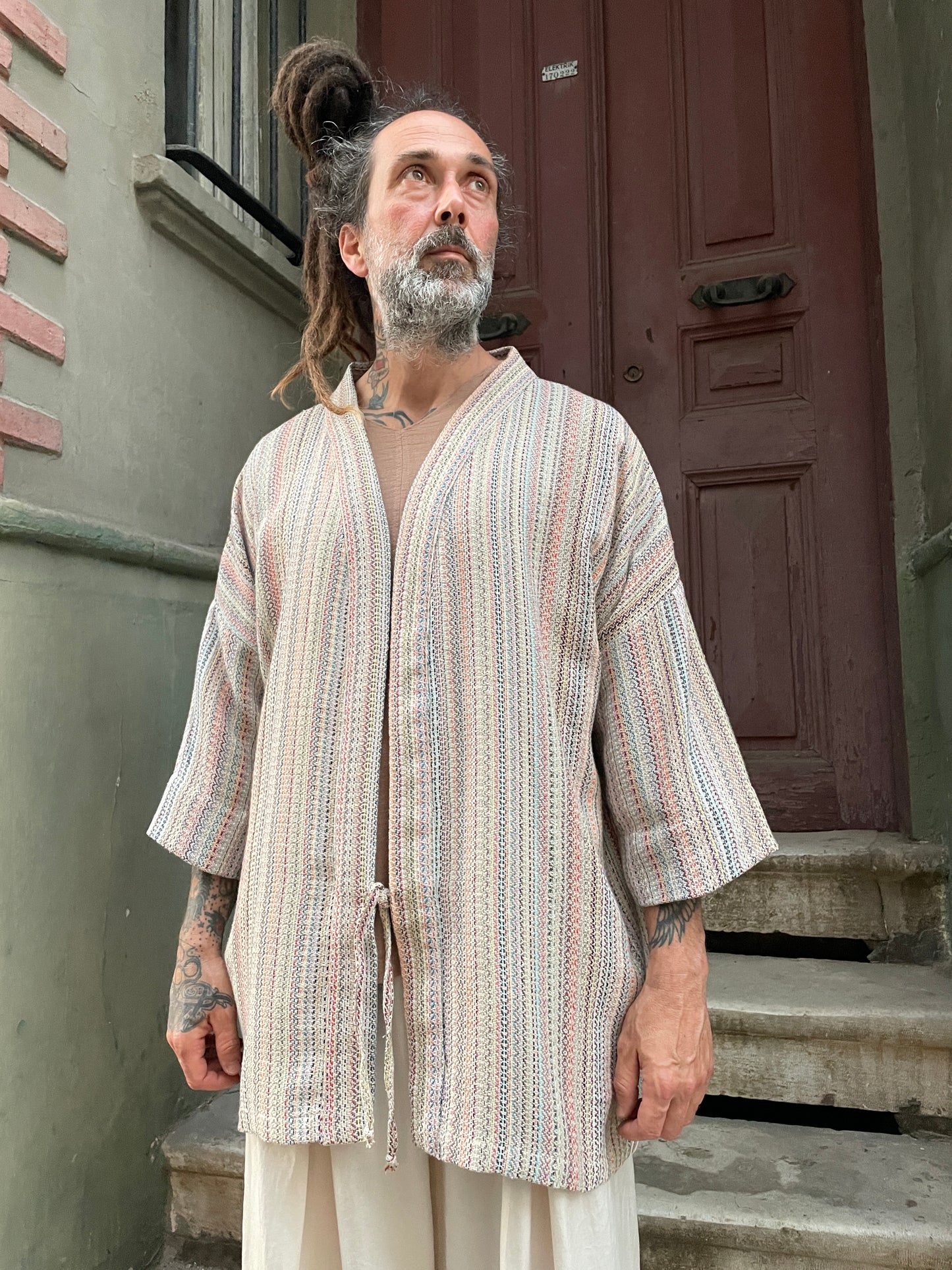 Bohem Pamuk Erkek Kimono – Doğal Kumaş, Salaş Rahat Kesim
