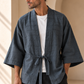 Kaito Antrasit Erkek Kimono – Dokulu Pamuklu Kumaş, Rahat Kesim
