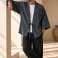 Kaito Antrasit Erkek Kimono – Dokulu Pamuklu Kumaş, Rahat Kesim