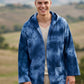 Ocean Shadow Kapüşonlu Batik Kimono – Unisex Oversize Bohem Ceket - Sürdürülebilir