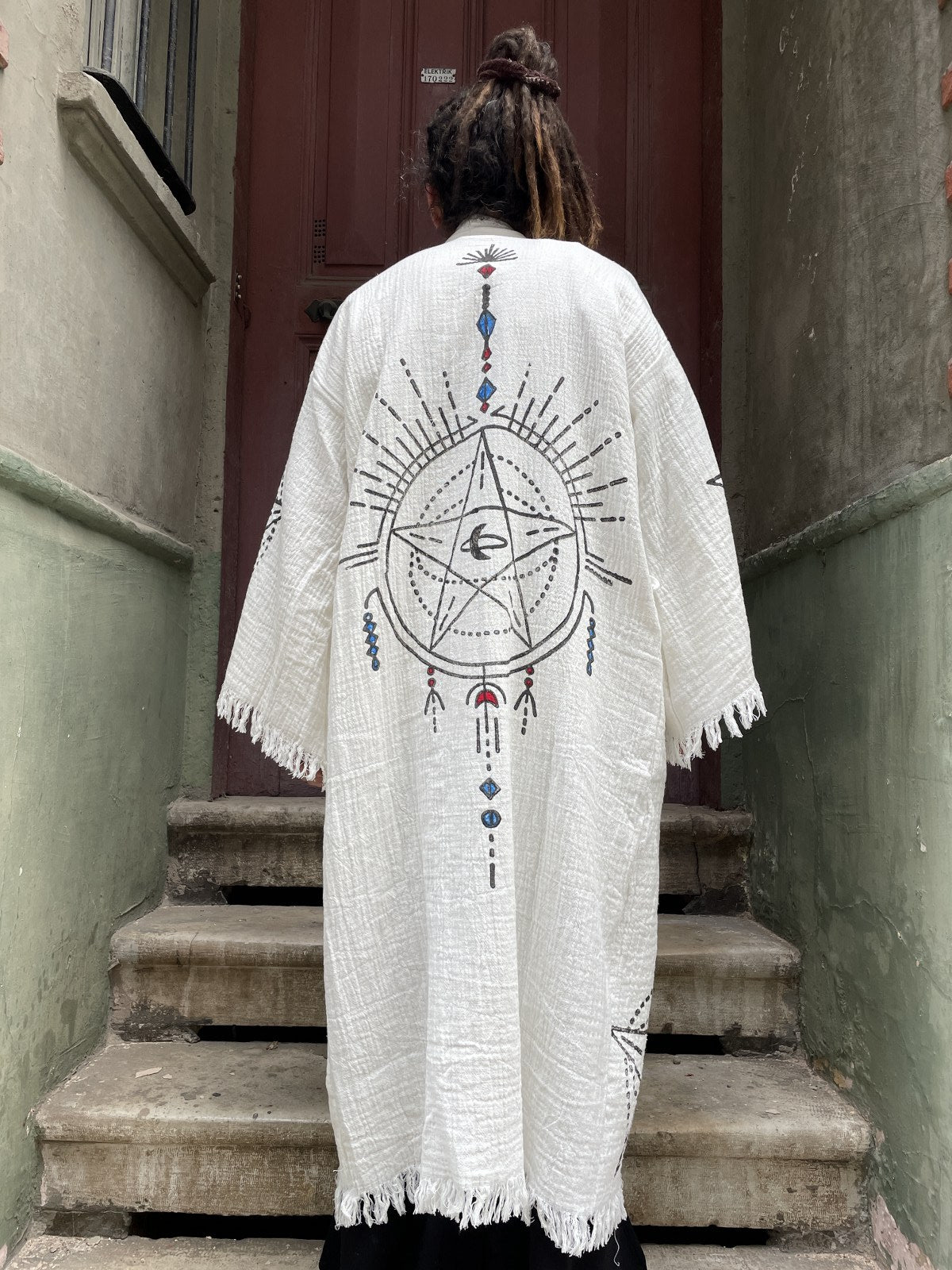 Festiva Desenli Uzun Erkek Kimono Kaftan Ceket Bornoz