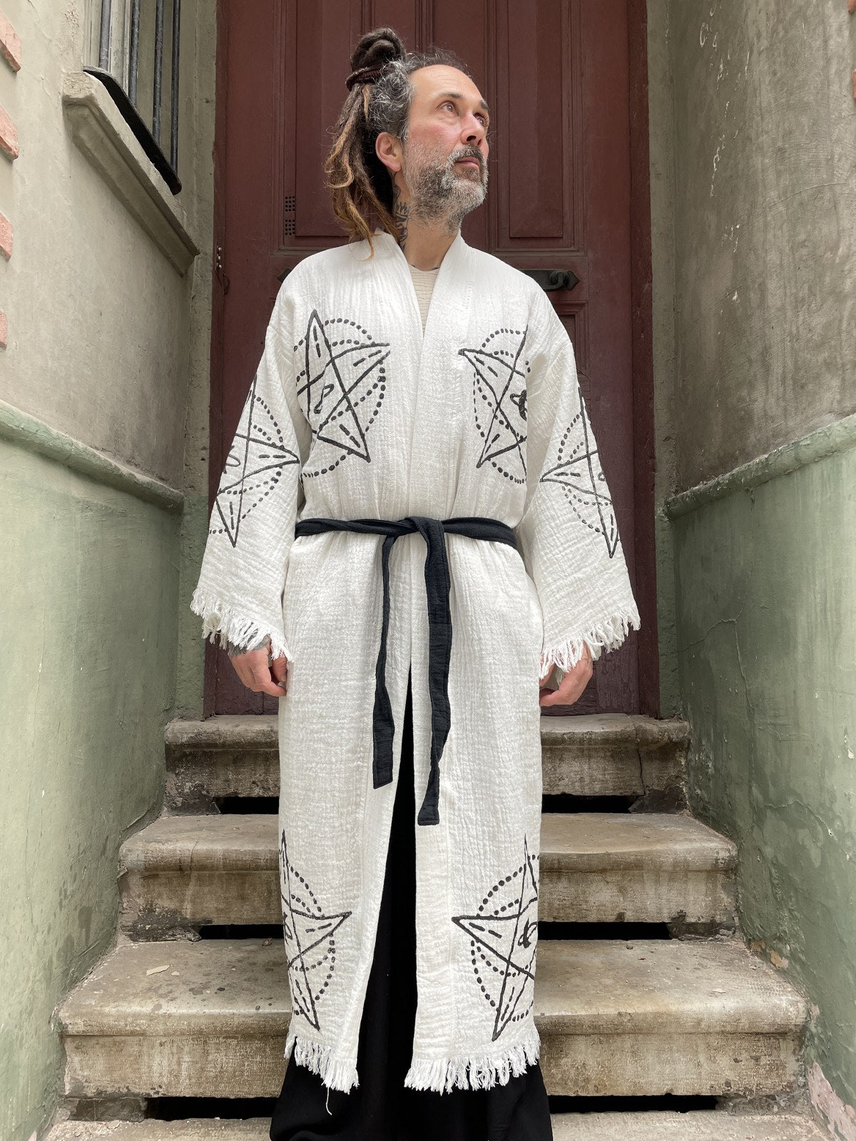 Festiva Desenli Uzun Erkek Kimono Kaftan Ceket Bornoz