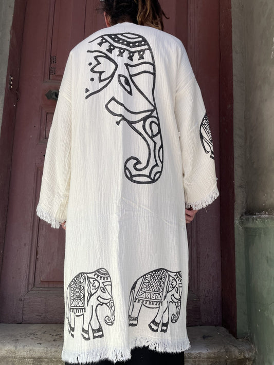 Festival Fil Uzun Erkek Kimono Kaftan Ceket Bornoz
