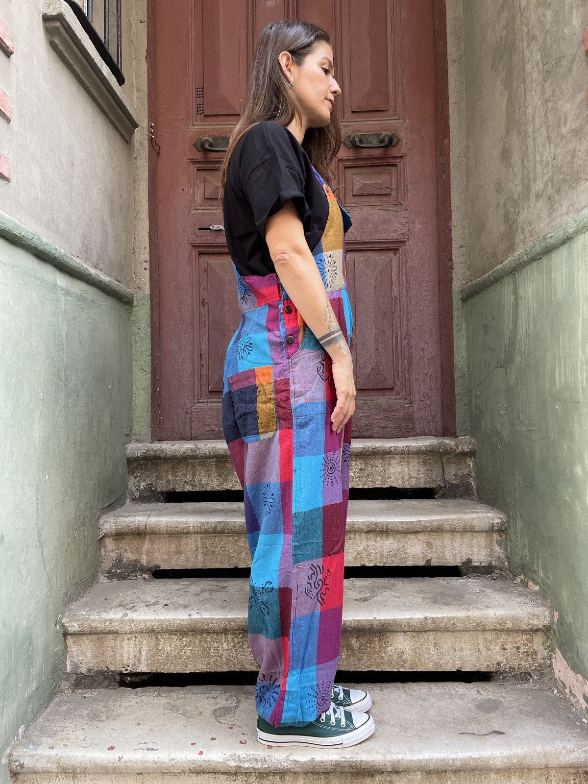 Unisex Gökkusagi Baskili Nepal Patchwork Tulum