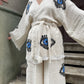 Göz Desenli Bohem Kadın Yoga Doğal Kumaş Kimono Takım Yoga Takımı