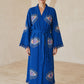 Göz Desenli Müslin Kimono Kaftan – Mavi
