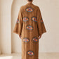 Göz Desenli Müslin Kimono Kaftan – Kahve