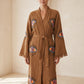 Göz Desenli Müslin Kimono Kaftan – Kahve