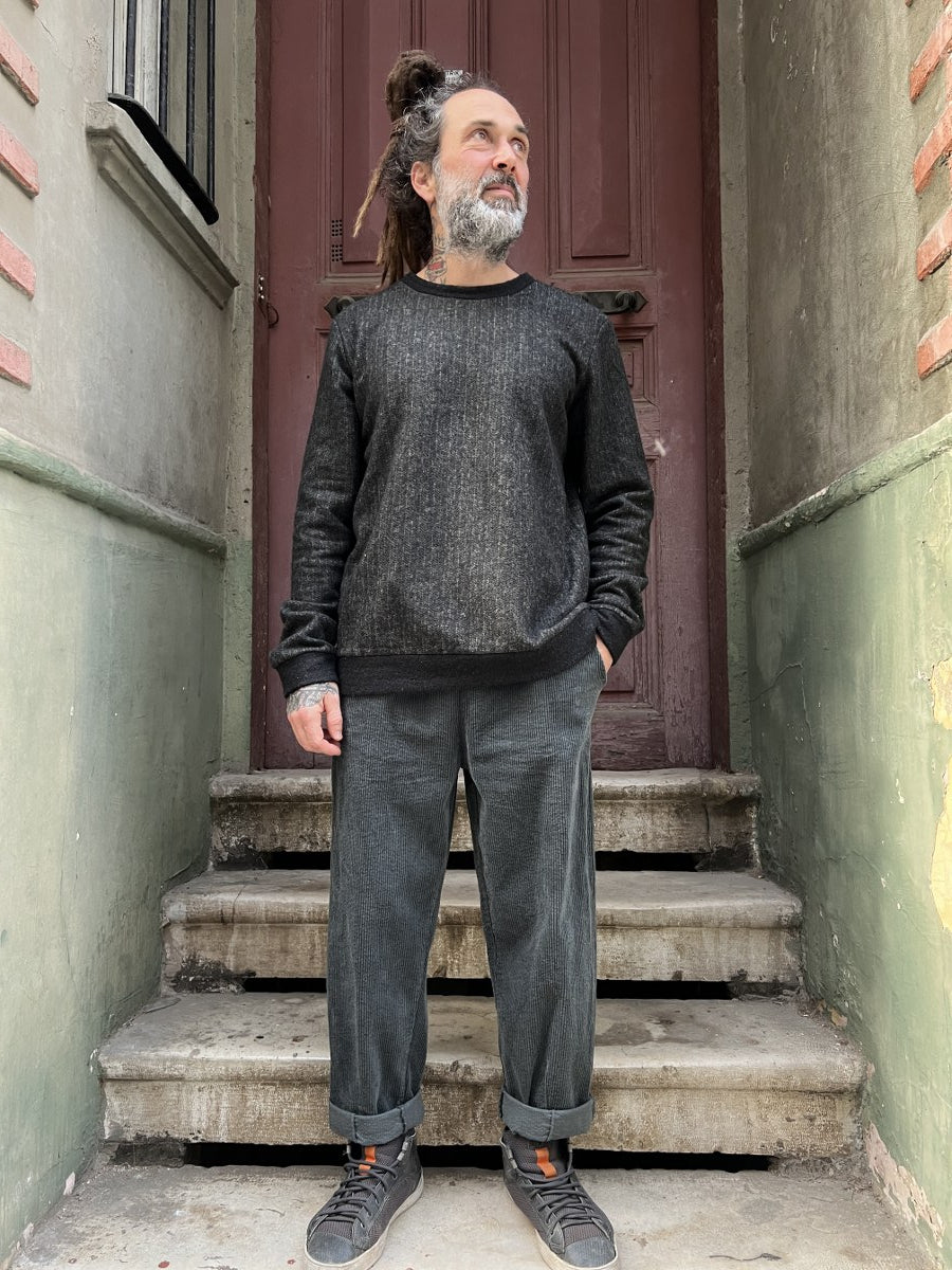 Unisex Fitilli Kışlık Kadife Pantolon Antrasit