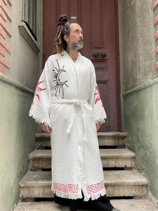 Festival Güneş Uzun Erkek Kimono Kaftan Ceket Bornoz