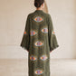 Göz Desenli Müslin Kimono Kaftan – Haki