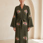 Göz Desenli Müslin Kimono Kaftan – Haki