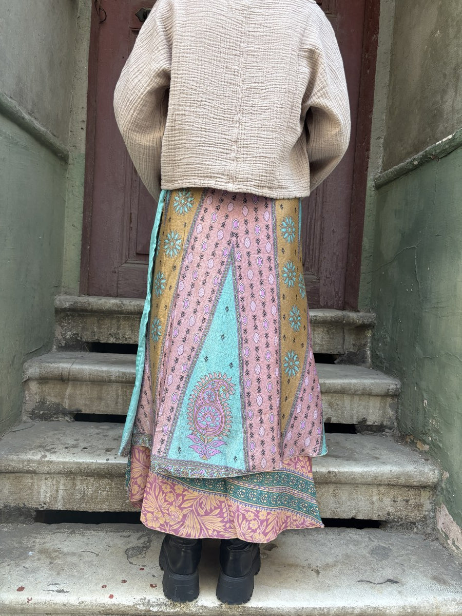 Paisley Desenli Çift Taraflı İpek Etek – El Yapımı