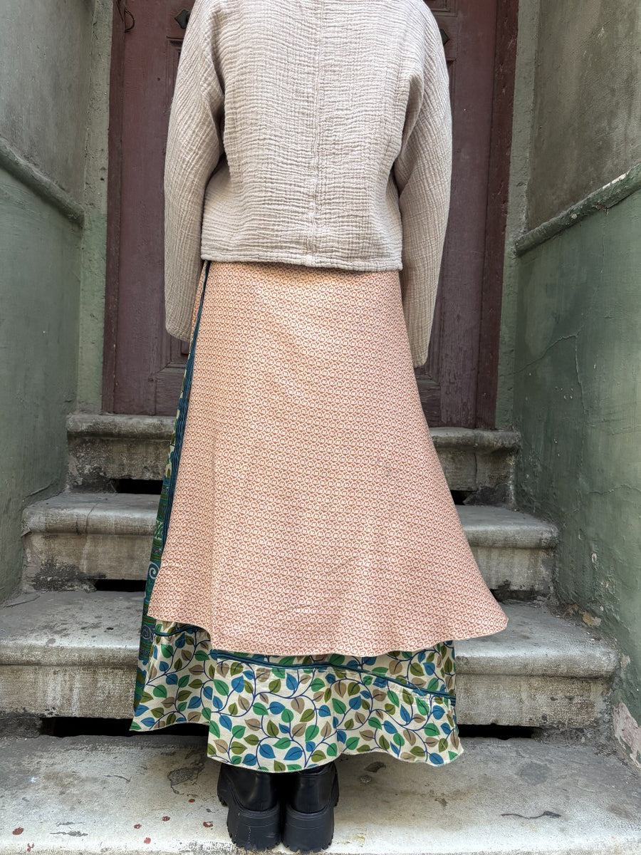 Çift Taraflı Nepal İpek Etek – Bej Bohem Tarz