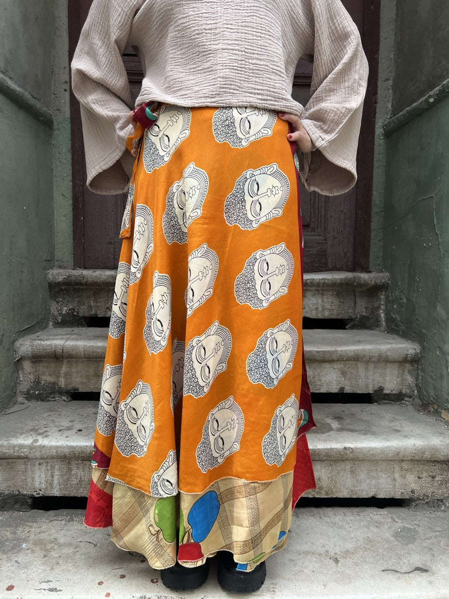 Çift Taraflı Nepal Bohem İpek Etek 