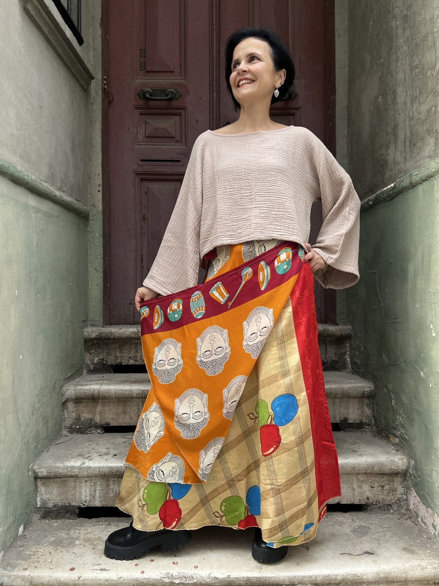 Çift Taraflı Nepal Bohem İpek Etek 