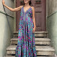 Paisley Desenli İpek Maxi Elbise