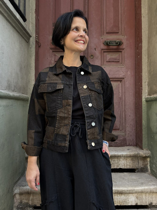 Patchwork Jean Ceket