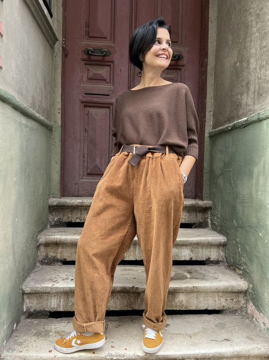 Kadın Kadife Pantolon Camel