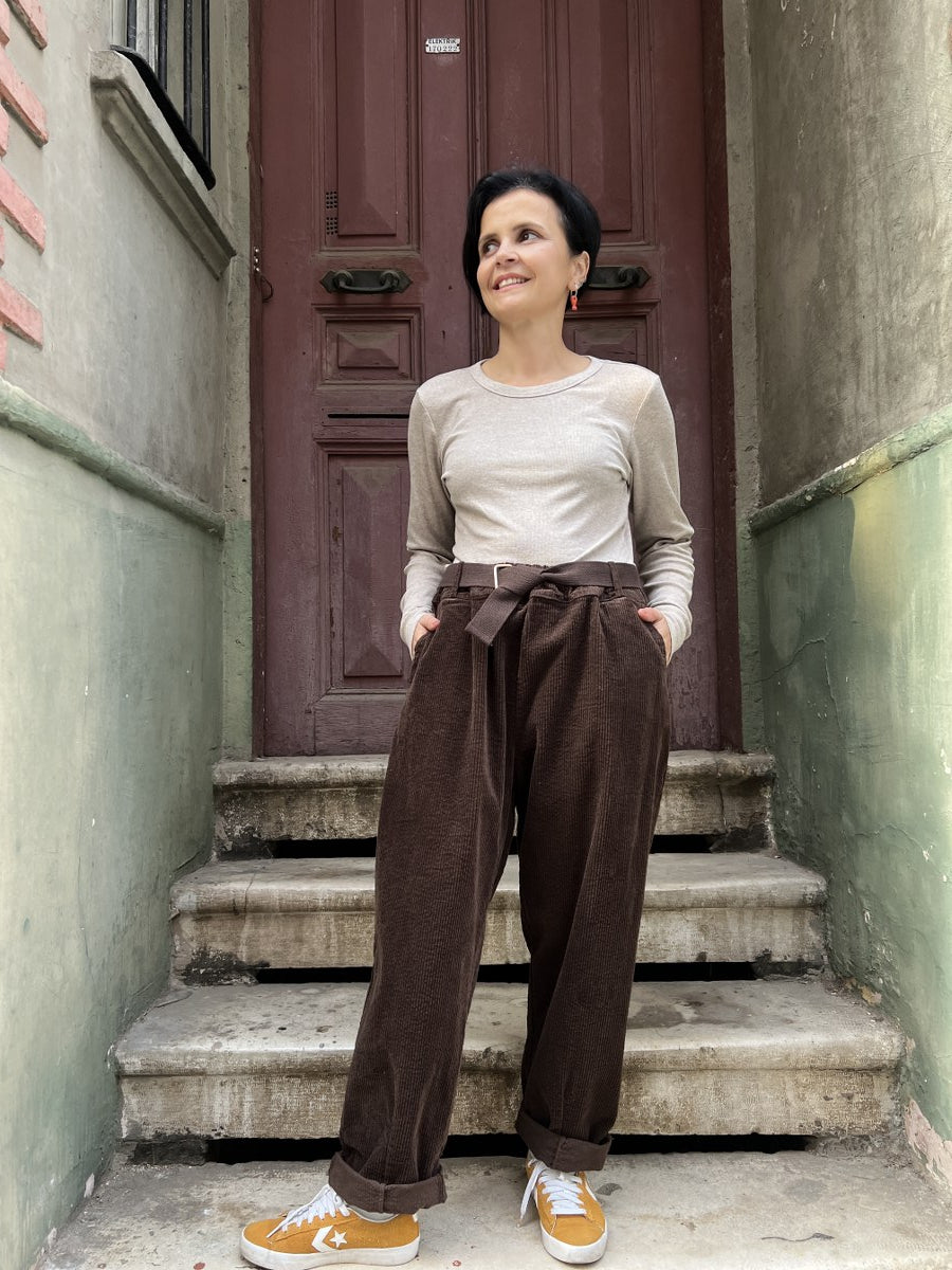 Kadın Kadife Pantolon Kahverengi 