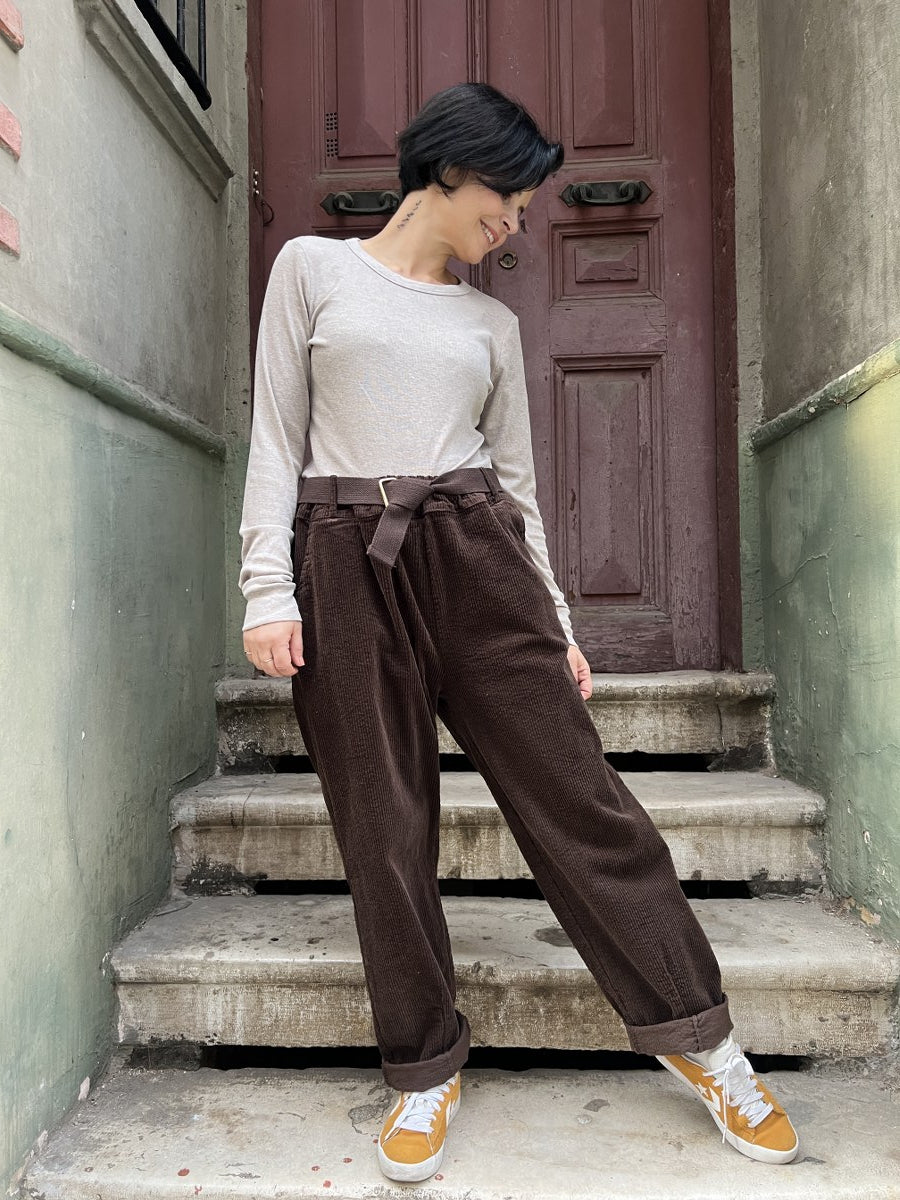 Kadın Kadife Pantolon Kahverengi 