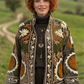 Terra – Suzani İşlemeli Zeytin Yeşili Kadife Bohem Kadın Ceket