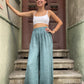Unisex Düz Kesim Kadın Keten Pantolon