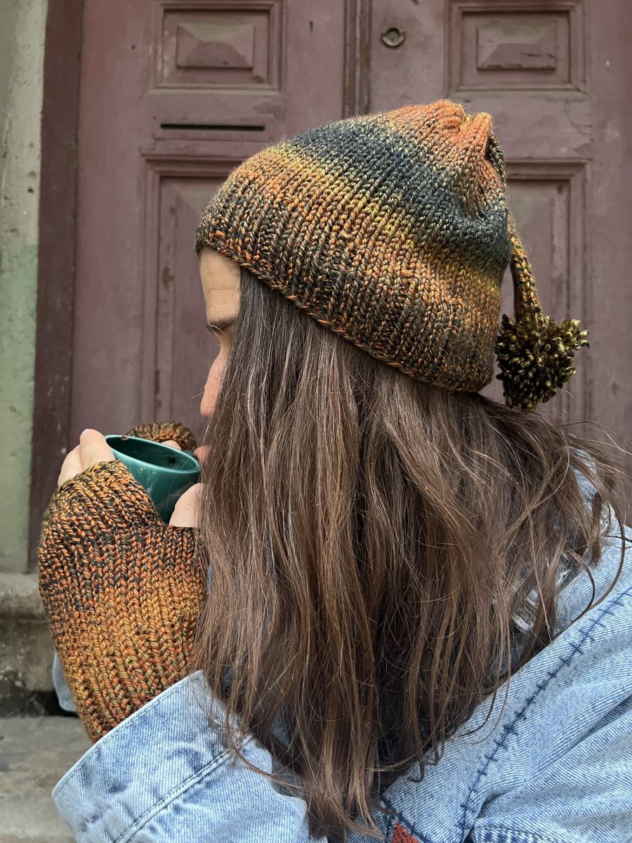 Bohem Kahve Yün Bere Eldiven Takımı