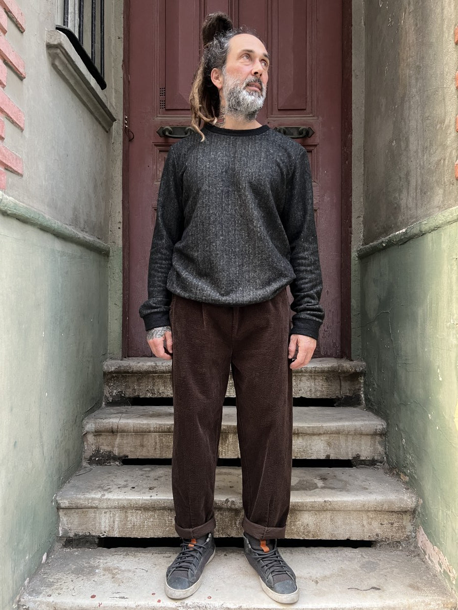 Unisex Fitilli Kışlık Kadife Pantolon Kahverengi