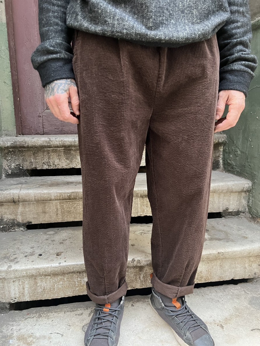 Unisex Fitilli Kışlık Kadife Pantolon Kahverengi