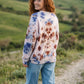 Batik Desenli Oversize Kadın Sweatshirt – %100 Pamuk, Kahve Mavi Düş