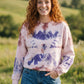 Batik Desenli Oversize Kadın Sweatshirt – %100 Pamuk, Kahve Mavi Düş