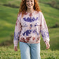Batik Desenli Oversize Kadın Sweatshirt – %100 Pamuk, Kahve Mavi Düş