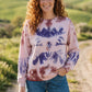 Batik Desenli Oversize Kadın Sweatshirt – %100 Pamuk, Kahve Mavi Düş