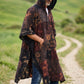 Tamang Nepal Patchwork Kapüşonlu Panço – Unisex Bordo Kahve Etnik Tasarım