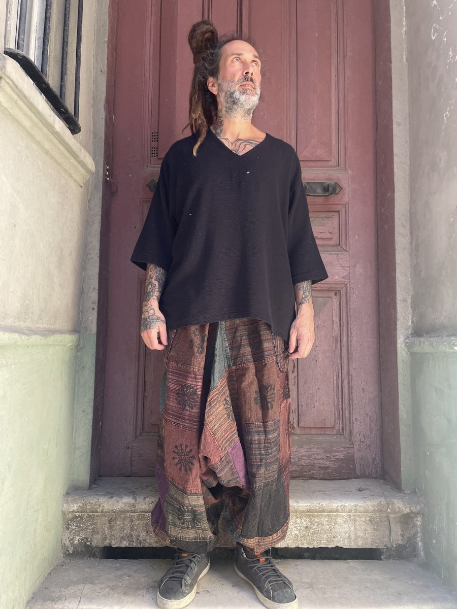 Nepal Patchwork Şalvar – Mevsimlik, Kahve Tonları, Unisex