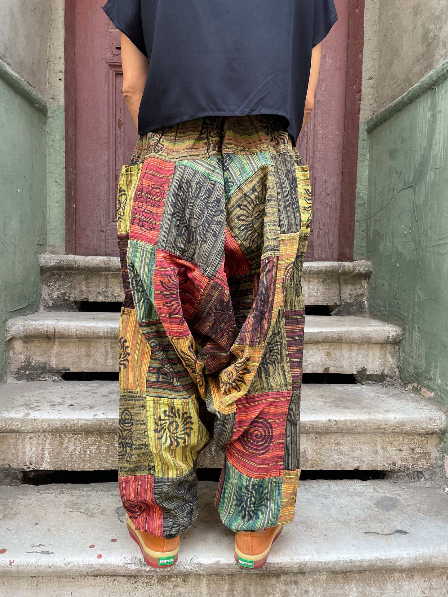 Nepal Patchwork Yeşil Şalvar Kadın Pantolon