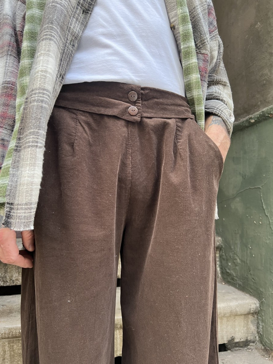 Erkek Kadife Bol Paça Pantolon – Kahverengi