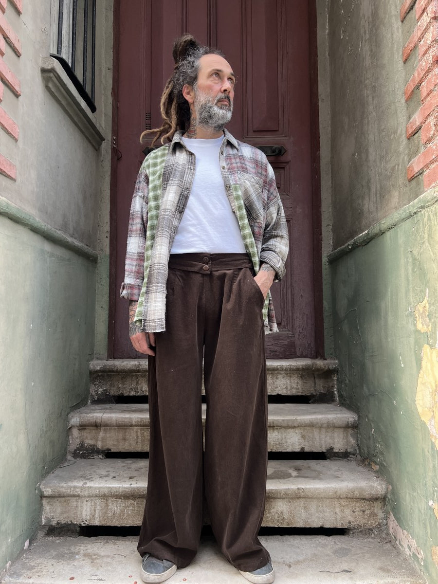 Erkek Kadife Bol Paça Pantolon – Kahverengi