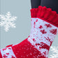 Kalın Yün Kadın Yılbaşı Çorabı – Sıcak Tutan, Kışlık, Geyik Desenli