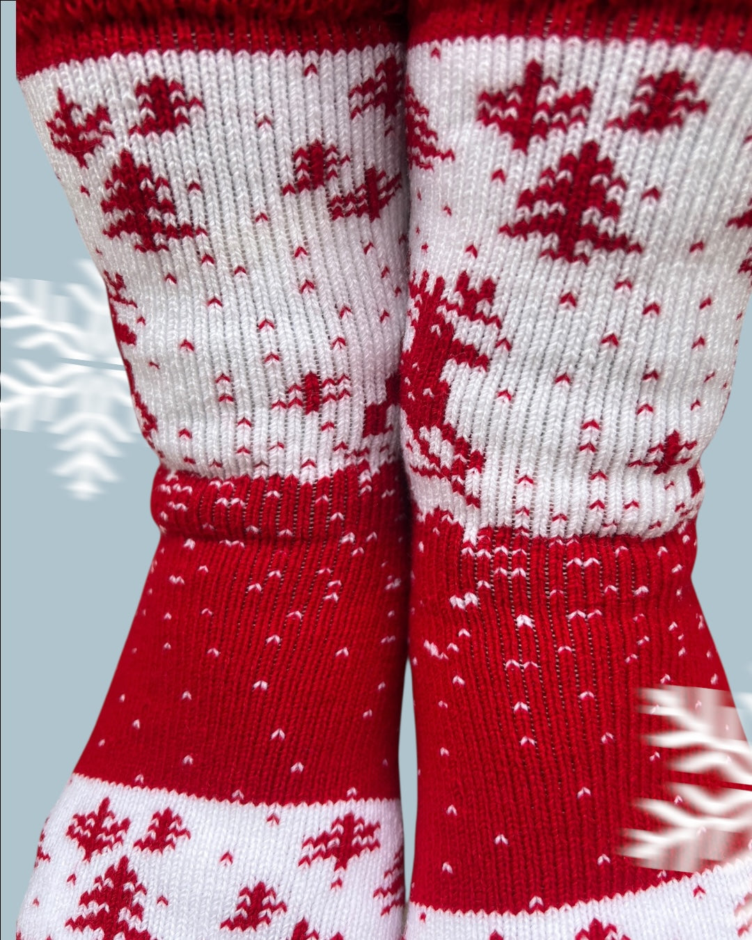 Kalın Yün Kadın Yılbaşı Çorabı – Sıcak Tutan, Kışlık, Geyik Desenli