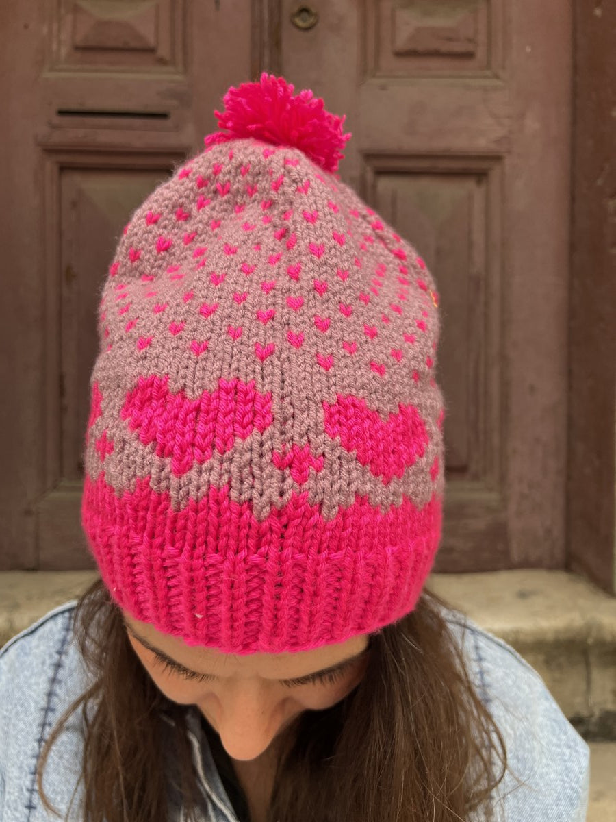 Bohem El Örgüsü Pembe Kalpli Bere