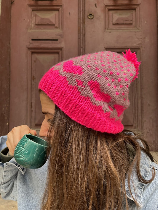 Bohem El Örgüsü Pembe Kalpli Bere