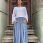 Bohem Kadın Keten Geniş Paça Pantolon