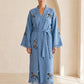 Sahara Leopar Desenli Müslin Kimono Kaftan – Mavi