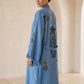 Sahara Leopar Desenli Müslin Kimono Kaftan – Mavi
