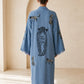 Sahara Leopar Desenli Müslin Kimono Kaftan – Mavi