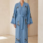 Sahara Leopar Desenli Müslin Kimono Kaftan – Mavi